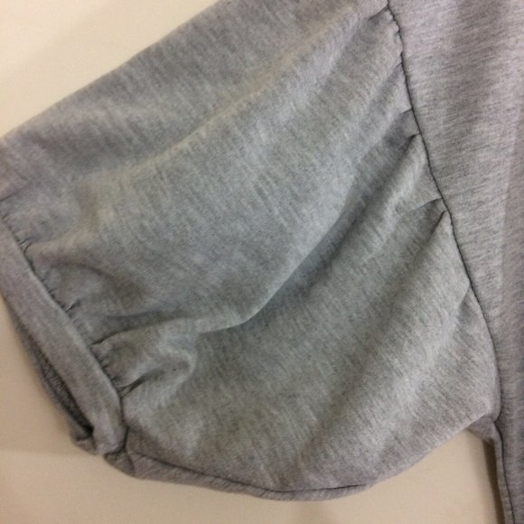 Kiki Women's Shirt Dress Gray Bird Sequin Appliqué Short Balloon Sleeves Medium - Picture 2 of 7